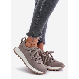 Damesneakers i ruskind med tyk snøre Artiker 54C1465 Grå 1