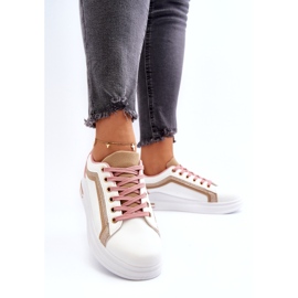 Kvinders sportsspiger med beige glitter hvid 3