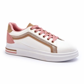 Kvinders sportsspiger med beige glitter hvid 1