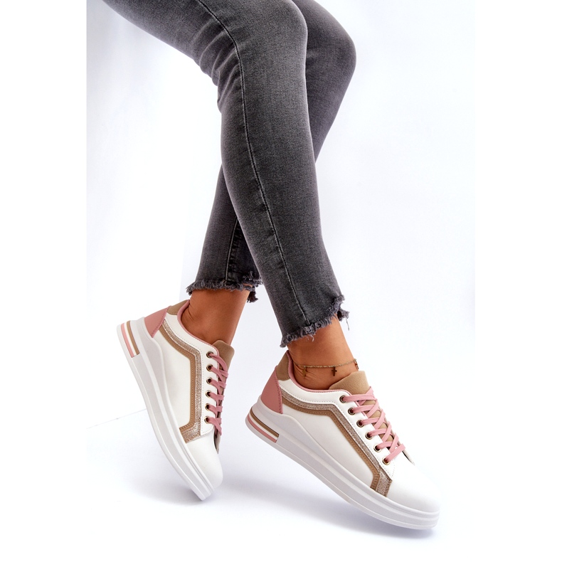Kvinders sportsspiger med beige glitter hvid 7