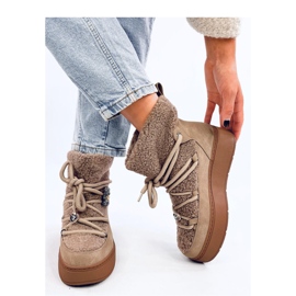 Kaki snestøvler med shearling brun 2