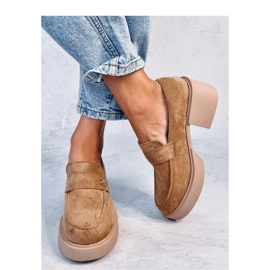 Camel højhælede loafers - brun 1