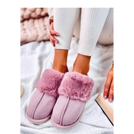 Allens Dusty Pink sildebens hjemmesko med pels - Inello lyserød 2