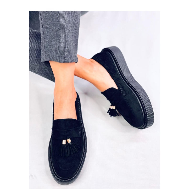 Platform loafers med frynser Sort 1