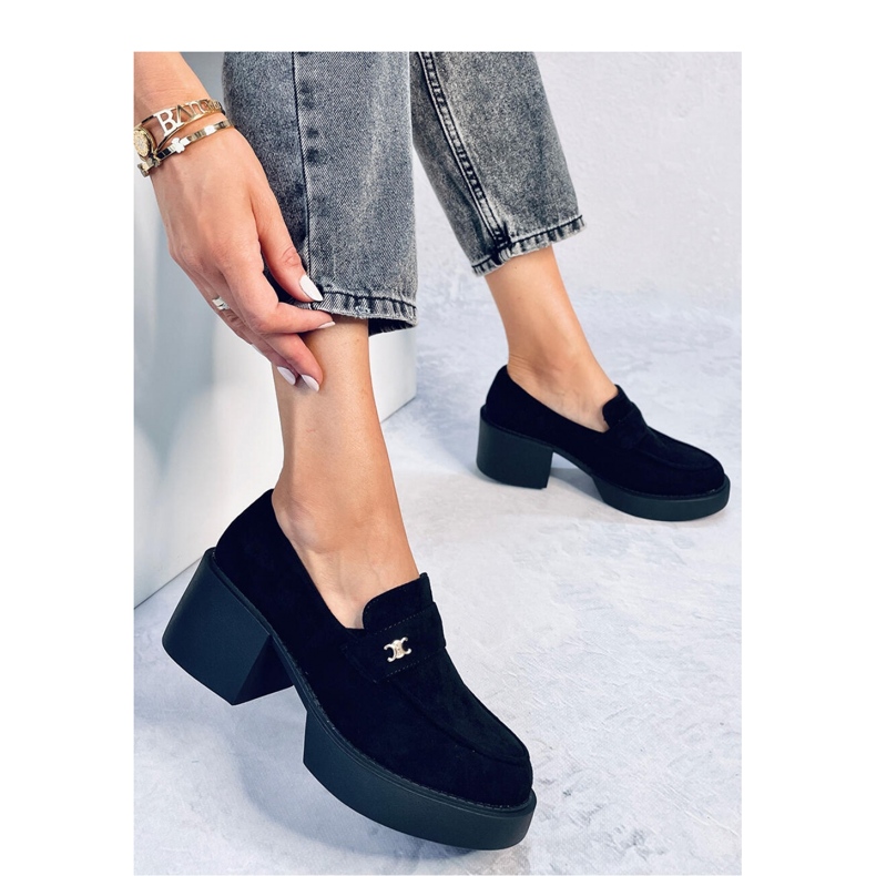Sorte højhælede loafers 1