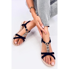 Sorte sandaler med dekorative zirkoner 1