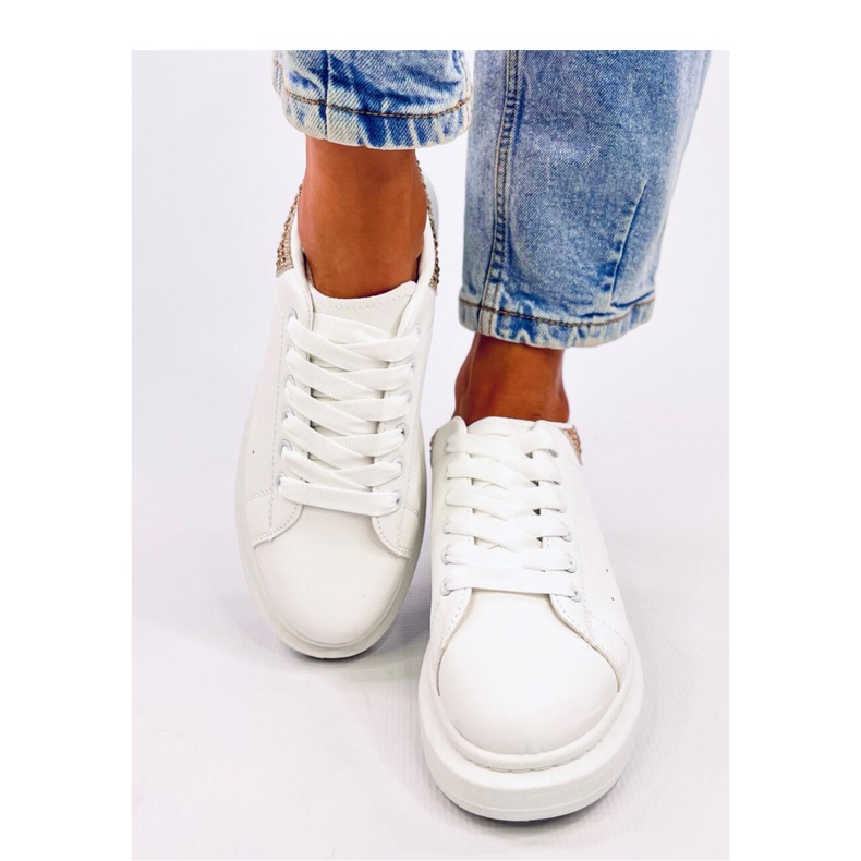 Guld platform sneakers hvid 2