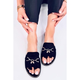 Sorte flip-flops med frynser 1