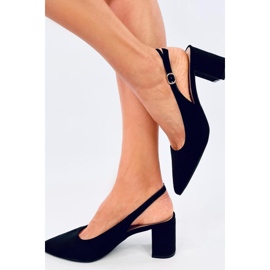 Suede Pumps med åben hæl Sort 1
