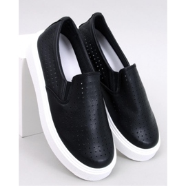 Sorte gennembrudte slip-on sneakers 1