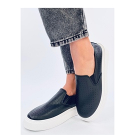 Sorte gennembrudte slip-on sneakers 2