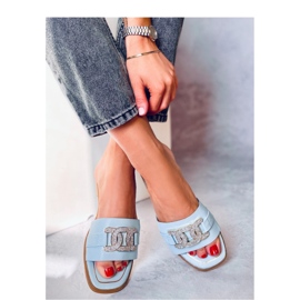 Mille Blue rhinestone flip-flops sandal - Inello blå 1