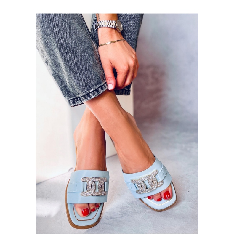 Mille Blue rhinestone flip-flops sandal - Inello blå 1
