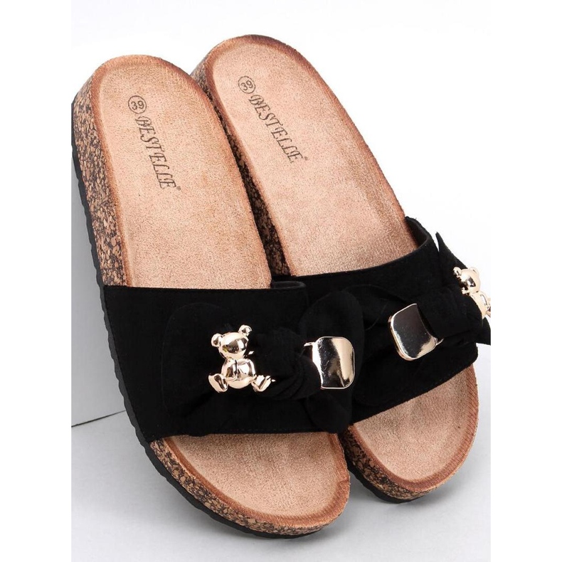 Lupper Sorte korkflip-flops med en bamse - Inello 1