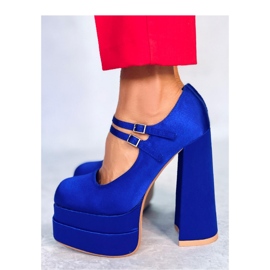 Prandi Blue satin platform pumper - Inello blå 2