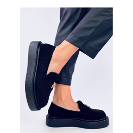 Anisha Black platform loafers med shearling - Inello sort 2
