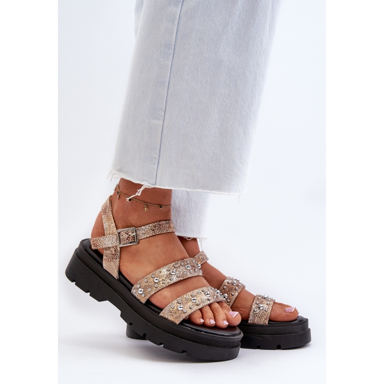 Step in style Sandaler Model Arcida 100-396 Guld/Beige - Træd i stil 1
