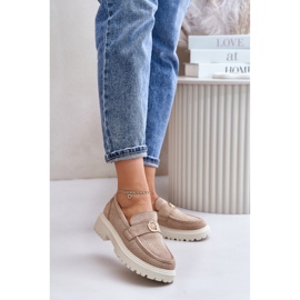 Khaki platform mokkasiner til kvinder beige 1