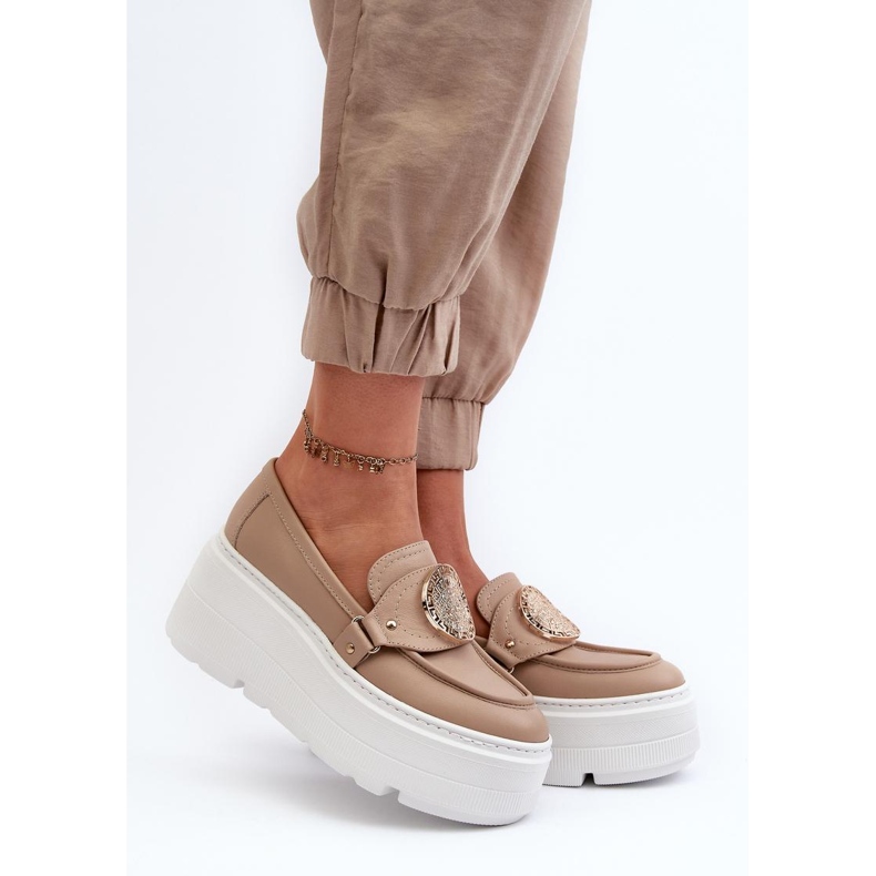 Zazoo Beige massive platformsmokkasiner 1