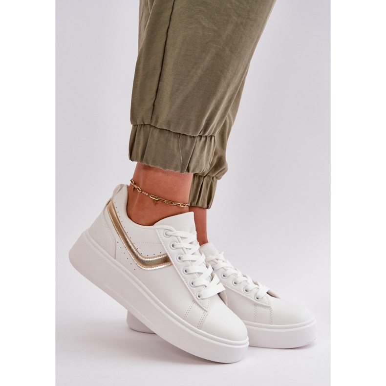 Hvid/guld platform sneakers 1