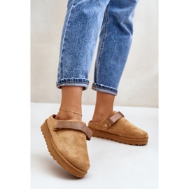 Dame Camel platform hjemmesko brun 1