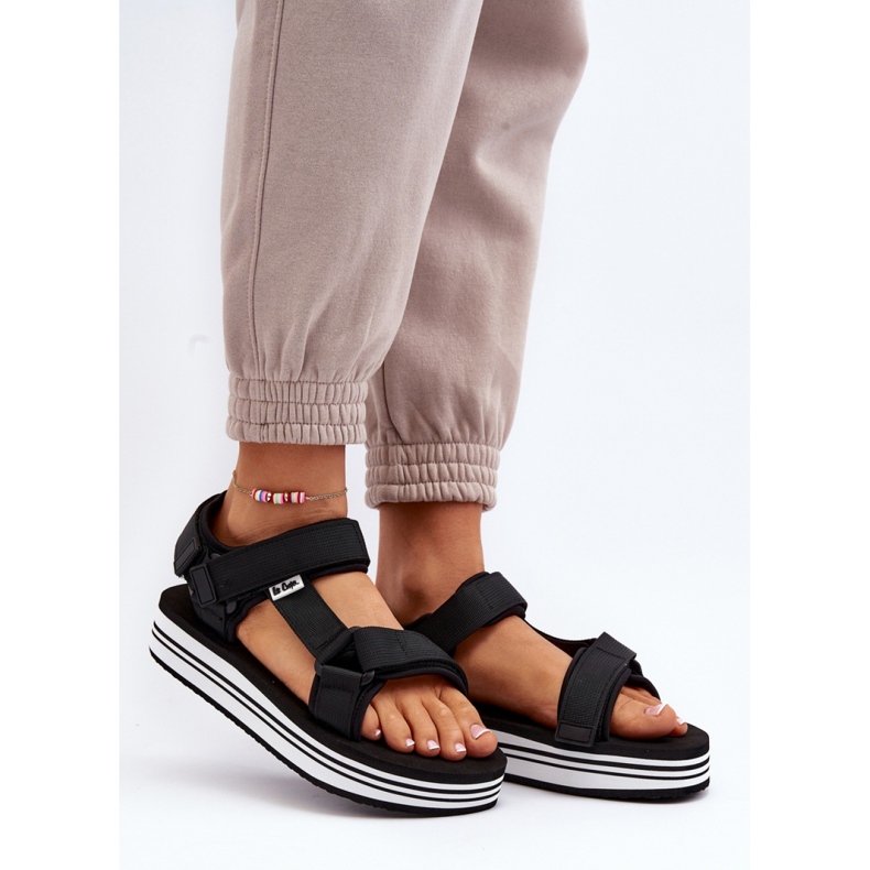 Lee Cooper Sort/Hvide platformssandaler til kvinder 1
