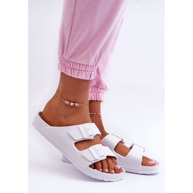 Dame-flip-flops med hvide spænder 1