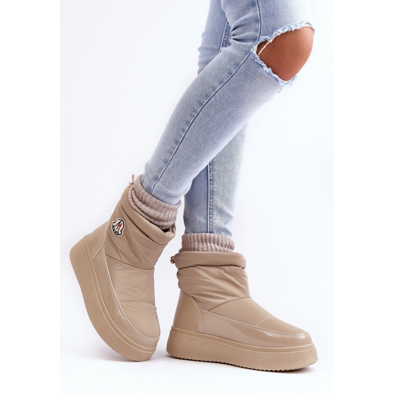 Beige platform snestøvler til kvinder 1