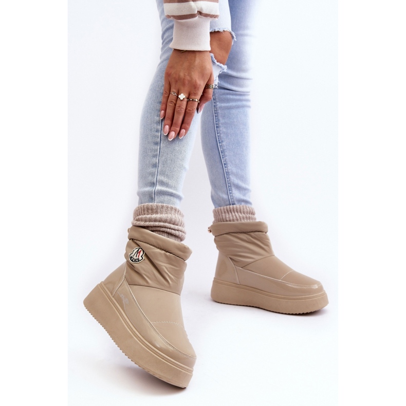 Beige platform snestøvler til kvinder 2