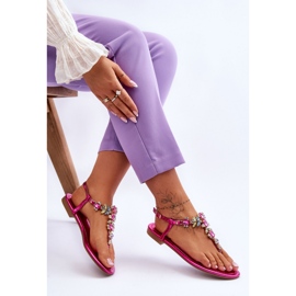 Damesandaler med sten Fuchsia lyserød 1