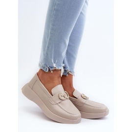 Dame lædermokkasiner S.Barski Beige 1