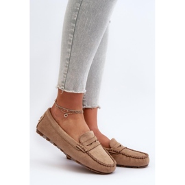 Mokkasiner Model 24PB02-7673 Mørk Beige 1