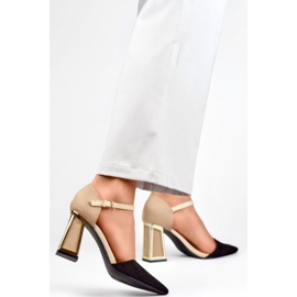 Damesandaler 8338-268B beige og sorte 1