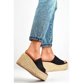 Høj kile flip-flops 7237B sort 1