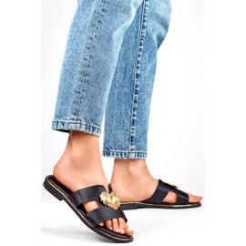 Dameflip-flops med hjerte KK-731B, sort 1