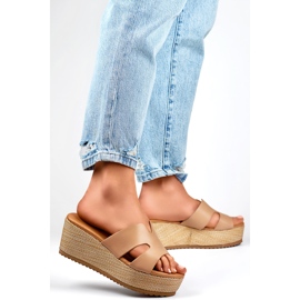 Wedge flip-flops til kvinder YD8H-19KH Beige 1
