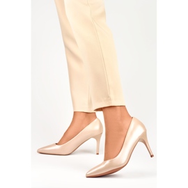 Høje hæle til kvinder med læderindlæg GD-XR501B-APR beige 1