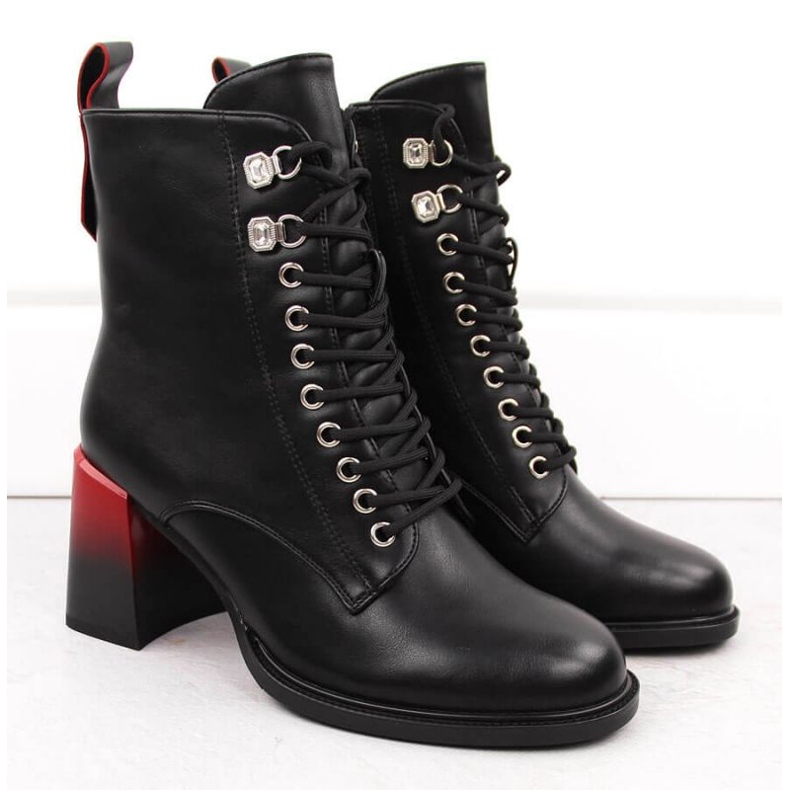 D&amp;A S.Barski ankelstøvler med en dekorativ hæl Premium Collection W MR880-132 OLI270 sort 2