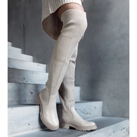 Beige lange støvler med en elastisk overdel Daryl 1
