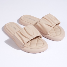 Kvinders flæsede beige flip-flops 1
