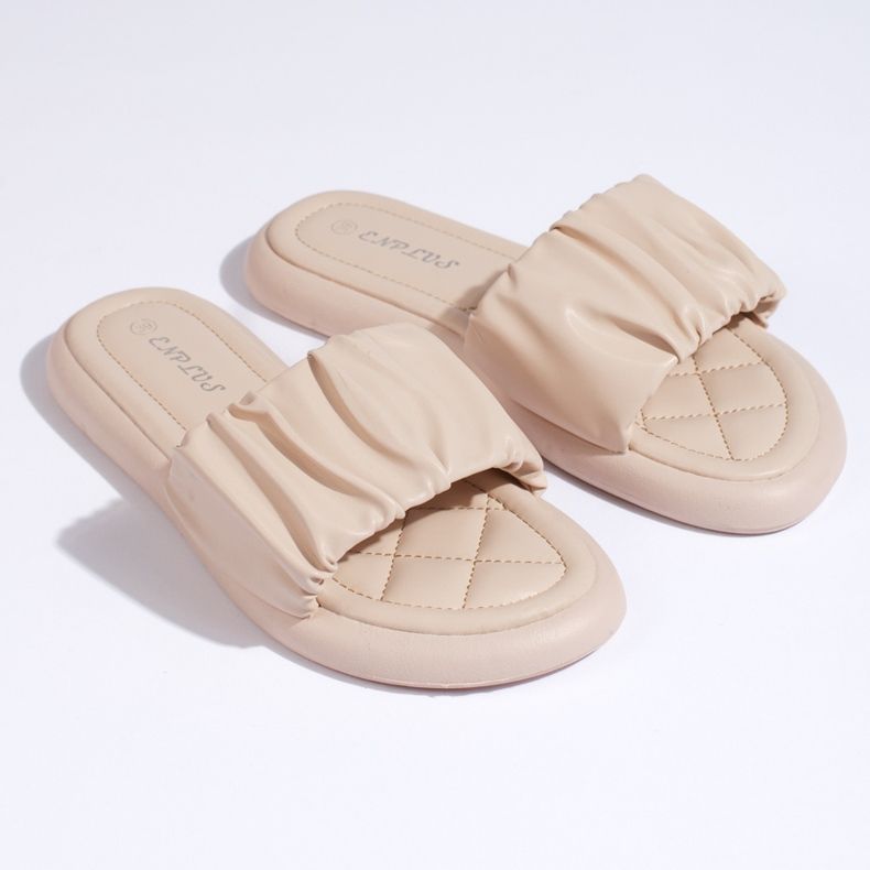 Kvinders flæsede beige flip-flops 1