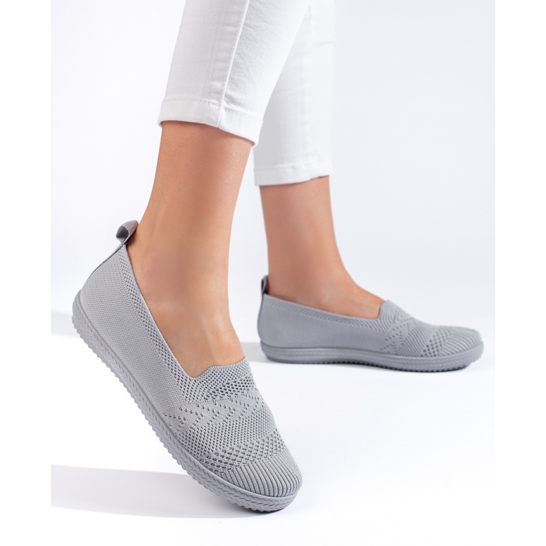 Kvinders grå stof slip-on 1