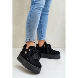 Sneakers med pels for kvinder på den sorte Velaririsea-platform 2