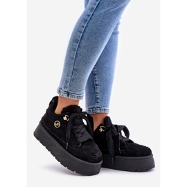 Sneakers med pels for kvinder på den sorte Velaririsea-platform 1