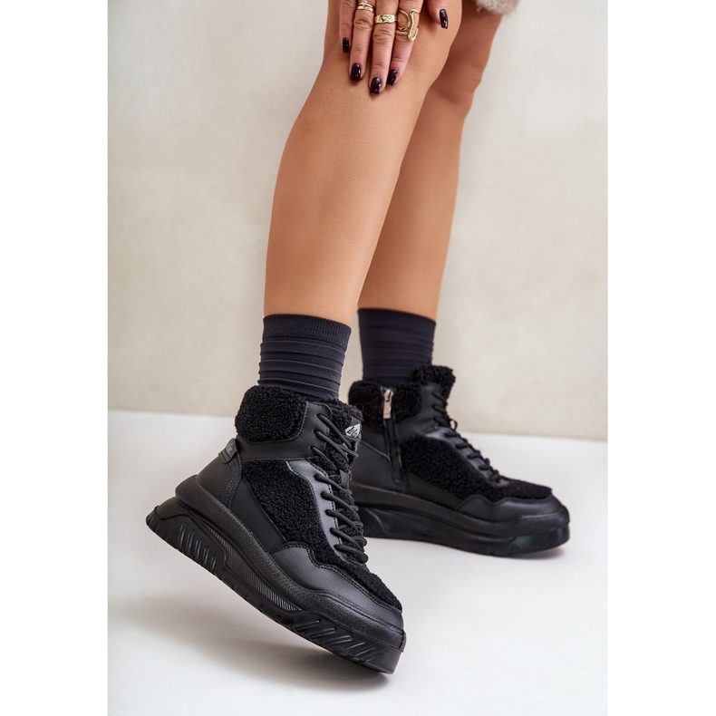 Sneakers med pels, fåreskind, Lee Cooper LCJ-24-47-3145 Sort 2