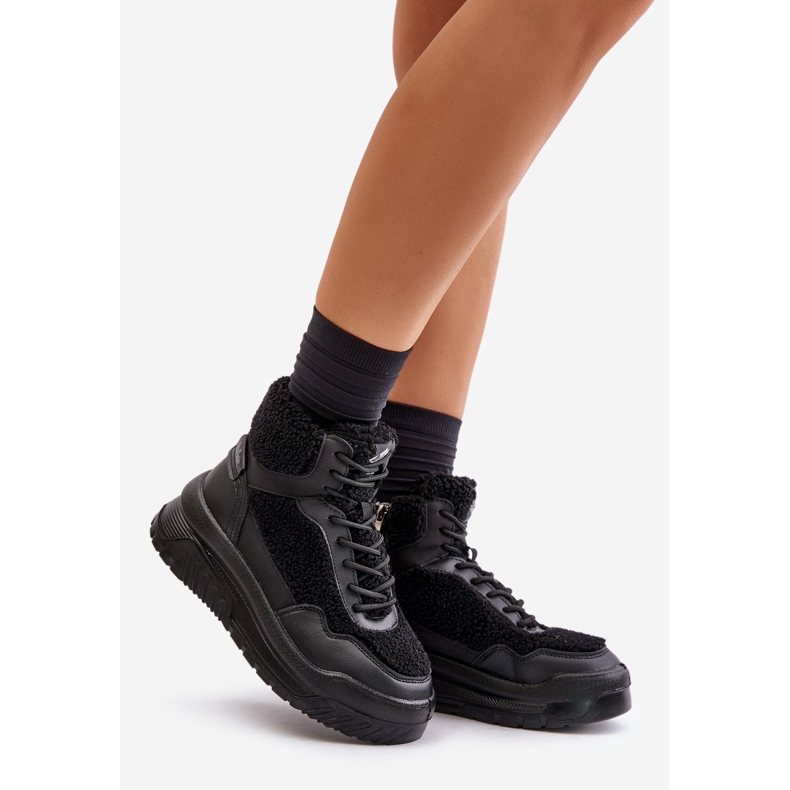Sneakers med pels, fåreskind, Lee Cooper LCJ-24-47-3145 Sort 1