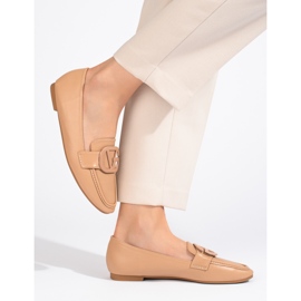Beige Shelovet slip-on loafers til kvinder 1