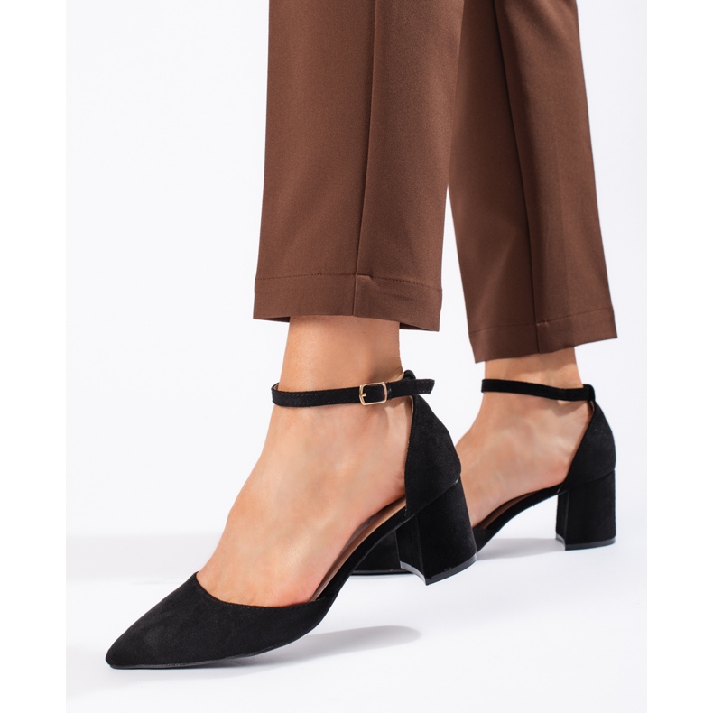 Dame pumps i sort ruskind 1