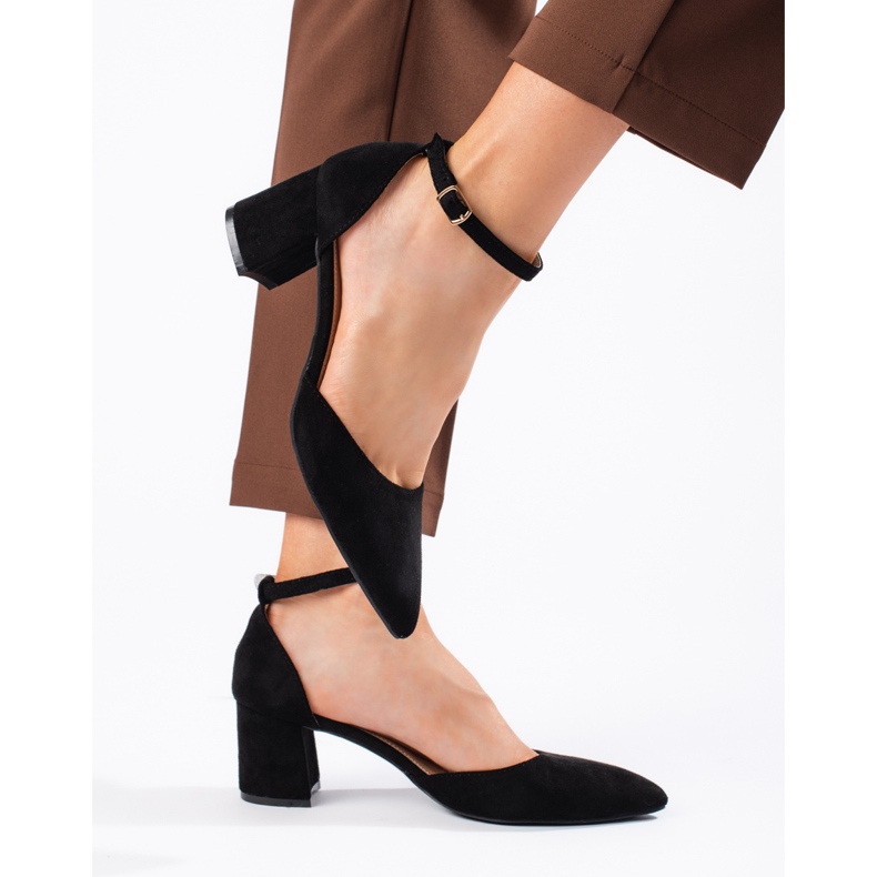 Dame pumps i sort ruskind 2