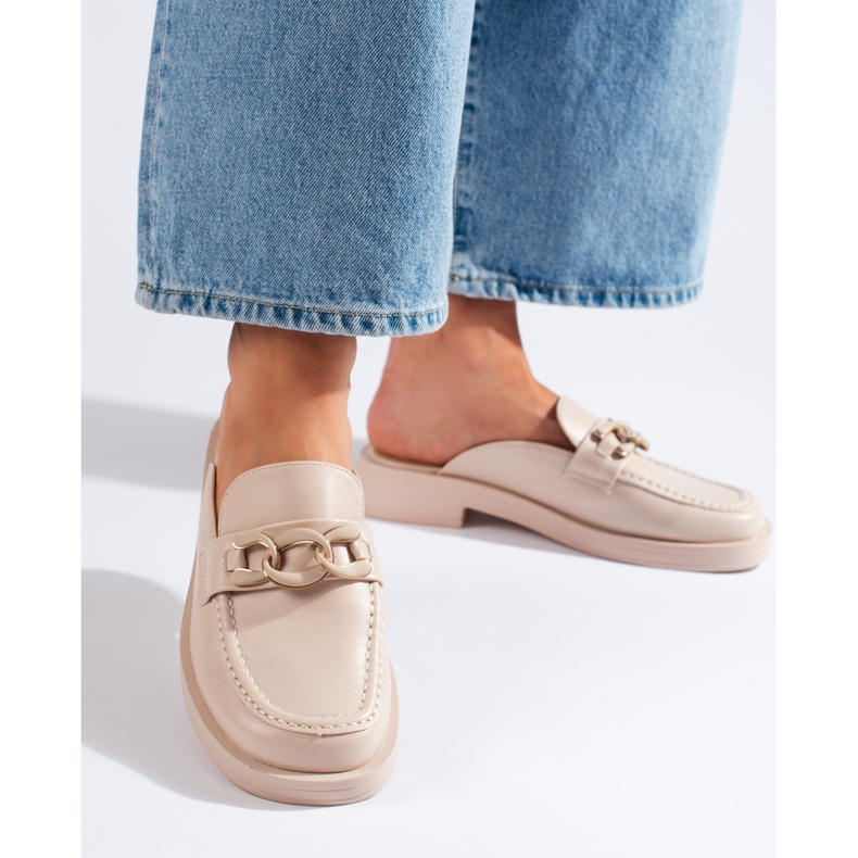 Beige flip-flops med fuld platform 1